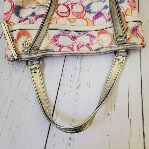 Coach Signature Multicolor Print Tote - Picture 5 of 12